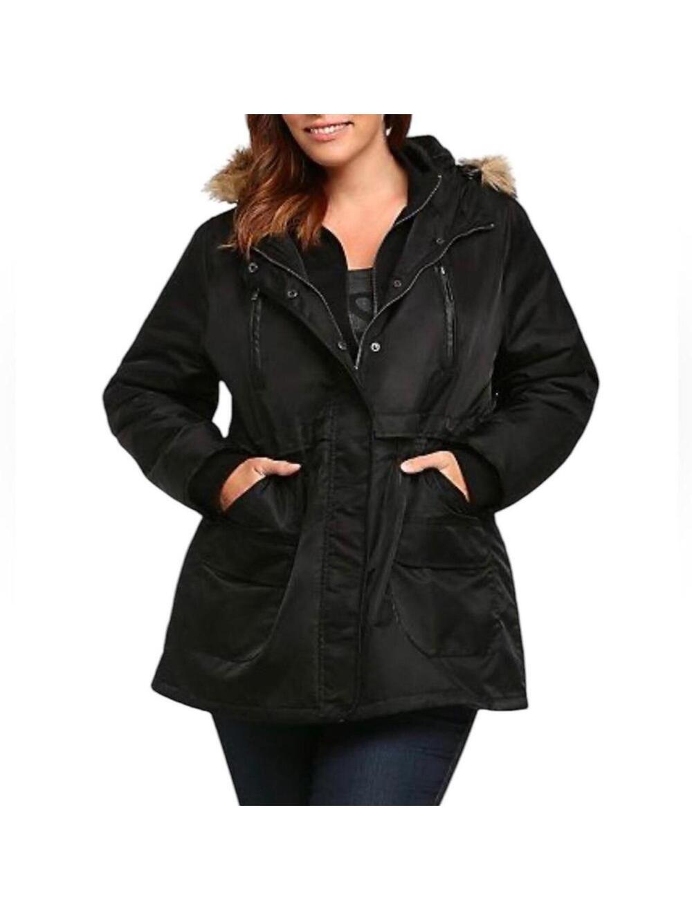 Torrid Hooded Zip Anorak Parka Jacket Size 4 Black